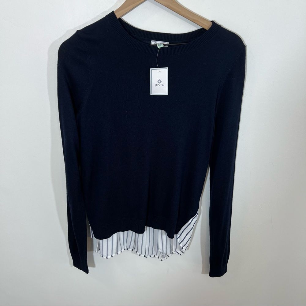 NWT Susina Striped Top in Navy | Size M